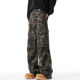Riolio Men Baggy Camouflage Ripstop Cargo Jeans Male Classic Straight Casual Denim Pants American Style Street Hip Pop Denim Trousers