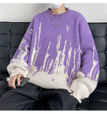 Riolio  Hip Hop Ripped Punk Knitted Sweaters Men Oversized Harajuku Streetwear Sweaters Winter Couples Fashion Knit Pullovers Tops