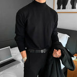 Riolio  Autumn and Winter Half Polo Turtle Neck Sweater Men's Korean Style Loose Fit Color Medium Neck Knitting Base Layer Top Sleeve
