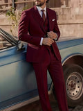 Riolio  3-Piece Single Breasted Solid Color Blazer Vest Pant Office Party Wedding Elegant Men's Professional Business Suit Set