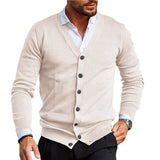 Riolio New European and American men's V-neck knitted cardigan, high-quality lamb wool sweater
