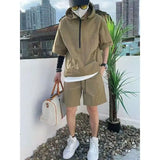 Riolio Shirts + shorts 2025 new style summer fashion youth Hooded Sportswear Men's Casual Two-piece Sets Male shorts and shirts men ﻿