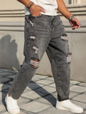 Riolio  Men's All-Season Gray Ripped Loose-Fit Jeans