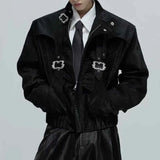 Riolio  Men Autumn Jacket Y2k Snake Scale Metal Buckle Jacket Streetwear Fashion Nightclub Stage Performance Top Men'S Clothing New