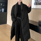 Riolio  Mens Long Winter Cotton-Padded Jacket Plain Dark Daily Outdoor Solid Color Versatile Youth Trendy Top Men'S Clothing New