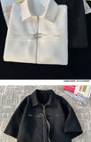 Riolio Niche Design Zipper Shirt Men's Short-sleeved Summer 2025 New Waffle High-end Casual Shirt Hip Hop Unisex Zipper Blouse