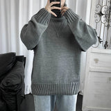 Riolio Winter Men Sweaters Turtlrneck Solid Color Knitted Casual High Qaulity Outwear Fashion Korean Loose Men Tops Pullovers