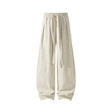 Riolio  Japanese Style Wide Leg Pants Men Elastic Waist Loose Baggy Trousers Breathable Spring Summer for Daily Streetwear