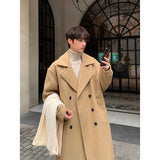 Riolio Winter High Quality Woolen Trench Coats Men Korean Style Luxury Male Casual Trenchcoat Men's Streetwear Gray/Khaki/Black