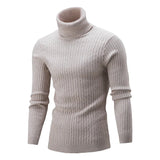 Riolio black turtleneck outfit men Autumn and Winter Men's Warm Sweater Long Sleeve Turtleneck Sweater Retro Knitted Sweater Pullover Sweater