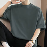 Riolio   American Heavy Short-sleeved T-shirt Men's Round Neck Summer Solid Color Trendy Loose Half-sleeved Base Shirt