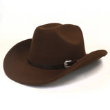 Riolio  Vintage Western Cowboy Hat with Black Belt Men's Felt Fedora Hat Women Jazz Cowgirl Cap Cloche Church Sombrero Hombre Caps