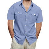 Riolio  Men's Short Sleeve Button-Down Shirt with Dual Pockets