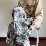 Riolio  Korean Style Tie-dye Print Casual Pants Black Mopping Trousers Men Autumn Fashion Streetwear Pants Unisex Plus Size 5XL-M