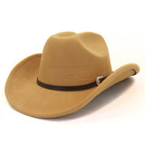 Riolio  Vintage Western Cowboy Hat with Black Belt Men's Felt Fedora Hat Women Jazz Cowgirl Cap Cloche Church Sombrero Hombre Caps