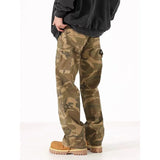 Autumn and Spring Fashion Trend Printed American Vintage Straight Leg Work Pants Men's Casual Loose Sports High Quality Pants