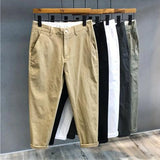 Riolio Autumn Winter Men's Korean Fashion Casual Thin Small Straight Leg Korean Loose Crop Pants Comfortable Versatile Pants