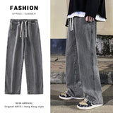 Riolio New Korean Fashion Loose Jeans Classic Straight Straight Baggy Wide Leg Trousers Street Hip Hop Pants 3XL Black Grey Blue