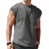 Riolio  Summer Mens Fitness Solid Color Sleeveless Top Men Breathable Sports Tank Top Fitness Running T-Shirt Tank Top