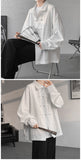 Riolio Men's Dial Buckle Solid Long Sleeve Shirt Chic Pleated Decor 2024 Spring New Loose Casual Traditional Chinese Style Clothing
