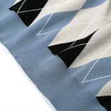 Riolio New Japanese Retro Men Sweater Luxury Trendy Plaid Patchwork V Neck Knit Solid Color Pullover Leisure Loose Long Sleeve Knitwear