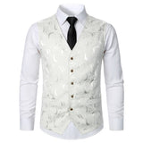Riolio Men Suit Vest Coat Roses Pattern Bright Jacquard Fabric Party Luxury Design Causal Fashion Slim Fit Men Suit Vest Coat