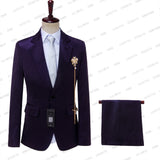 Elegant Mens Suits Formal Peaked Lapel Slim Fit Suit Purple Tuxedo Groom 2 Piece Set Wedding Suits For Men (Jacket+Pant)