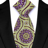 Riolio  Luxury 8CM Mens Necktie Green Color Floral Paisley Ties For Man Groom Jacquard Woven Neck Tie For Business Wedding Party