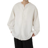 Riolio  Loose Men's Autumn New Trendy and Versatile Waffle V-neck Bottomed Long-sleeved Casual Pullover