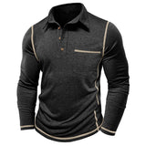 Riolio  New Autumn and Winter Men's Long-sleeved Polo Shirt European and American Lapel T-shirt American Top