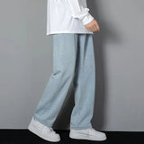 Riolio Men Simple Straight Leg Casual Jeans Male Baggy Korean Streetwear Denim Pants Basic Youth Popular Daily Wide Leg Denim Trousers