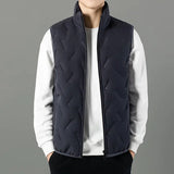 Riolio Men's Ultrasonic Fleece-Lined Cotton Vest Casual Fashion Warm Dad's Style Sheep Fur Vest For Spring Autumn