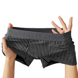 Riolio Men Boxer Versatile Mid-rise Striped Print Patchwork Color Thin Shorts Briefs Quick Drying U-convex Panties Men's Underpants