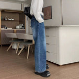 Riolio New Korean Cleanfit Male Jeans Luxury Naples High Waist Wide Legs Denim Pants Fashion Solid Color Retro Premium Elegant Trousers