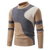 Riolio High Quality Men's New Autumn and Winter Casual Warm Color Block Sweater Knit Tops Man Clothes