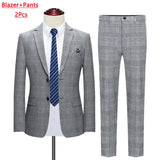 Riolio  Jacket Vest Pants Spring Autumn Thick Luxury Houndstooth Plaid Formal Business Men's Suit Groom Wedding Dress Stage Slim Suit