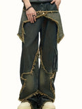 Riolio  American Retro Star Jeans for Men and Women, Autumn Niche Design Star High Street Straight Loose Wide-Leg Pants
