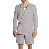 Riolio  Men's Large-sized Business Suit Set for Summer Linen Wedding Groom Slim-fit Suit Jacket Pants Wedding Outfit