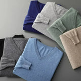 Riolio  Men's Cashmere Warm Pullovers Sweater V Neck Knit Autumn Winter Fit Tops Male Wool Knitwear Jumpers Bottoming shirt Plus Size