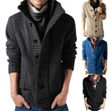 Riolio Chic Knitted Cardigan Ribbed Cuff Long Sleeve Comfy Thickened Warm Men Cardigan Sweater
