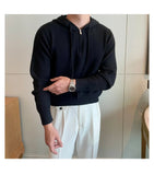 Riolio  New British Leisure Men's Hooded Sweater Trendy Zip-up Preppy Style Slim-fit Long Sleeve Hoodies Casual Vintage Warmth Knitwear