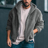 Riolio Zipper Vintage Jacket Coat Men Casual Streetwear Turn Down Solid Overcoat with Pocket Autumn and Winter Outwear