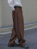 Riolio  Streetwear Trendy Mens Solid Color Trousers Spring Summer Fashion Pleated Loose Straight Pants Men Casual Simple Suit Pants