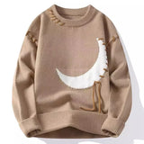 Riolio Trendy Men's Loose-Fit Knitted Sweater Casual Thickened Warm Round Neck Autumn/Winter Perfect For High School Students