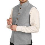 Riolio  Men Vest Silver Herringbone Solid Color Waistcoat For Wedding Business Banquet Work Formal Daily Casual Men Suit Vest