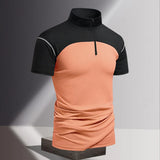 Riolio  Zipper Stand Collar ort Sve T irt Ice Silk Sports Running Top for Men Summer Training Tennis Clothes