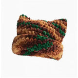 Riolio  Colorful Gradient Personalized Turned-Up Cat Ear Cap Winter Girl Warm Stylish Hat for Parties, Dates, And Outdoor Events