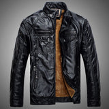 Riolio Jacket Streetwear Man Outerwear Leather Suit Vintage Plus Velvet PU Leather Jacket Casual Blazer Jackets Men's Slim Fit Coats