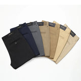 Riolio  Summer Men's Lce Silk Pants Ultra-thin Soft Comfortable Solid Color Elastic Business Casual Straight Trousers Luxury Brand Khaki