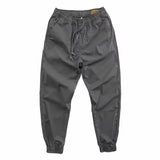 Riolio  Loose Fit Cotton Work Trousers for Men with Elastic Waist Baggy Outdoor Wear Resistant Cargo Pants Summer Autumn Seasonal Wear